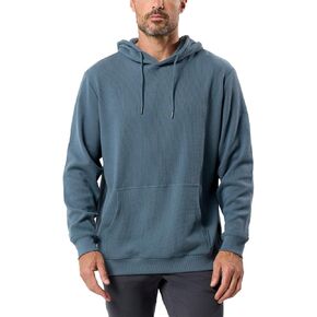 INTO THE AM Waffle Knit Pullover Hoodie for Men S-4XL Slim Fit Fall Knitted Waffleknit Textured Thermal Hooded Sweater
