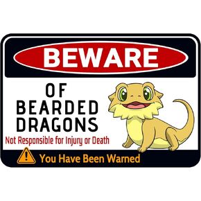 Beware of Bearded Dragons Sign - Fun Tank Accessory and Decor for Bearded Dragon Enthusiasts | Humorous Warning Sign for Reptile Room, 12" * 8" (036)
