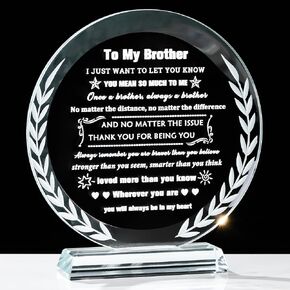 YWHL Meaningful Gifts for Brother from Sister, Laser Engraving Crystal Keepsake for Sister and Brother, Sister Birthday Gifts from Brother
