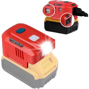 for Dewalt Power Inverter, 150W Portable Power Supply Inverter Compatible with Dewalt 20V Battery, DC 20V to AC 110V~120V Power Station with AC Outlet & USB & 200lm LED Light(Battery not Included)
