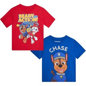 Nickelodeon Boys' Paw Patrol T-Shirt - 2 Pack Cotton Chase, Marshall Graphic Tee - Short Sleeve Shirt for Toddler/Boys (2T-7)