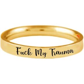 LIU JUN Fuck My Trauma Ring,Stainless Steel Fuck My Trauma Ring,Fuck Trauma Stackable Rings Ring,Inspirational Trauma Healing Ring Friendship Gift Jewelry for Women