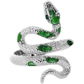 Snake Ring for Women Vintage Animal Snake Wrap Stacking Statement Rings Adjustable Enamel Snake Finger Ring Punk Gothic Snake Jewelry Gifts