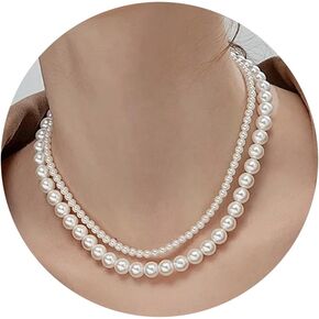 Layered Pearl Necklace for Women Pearl Choker Chain Necklaces