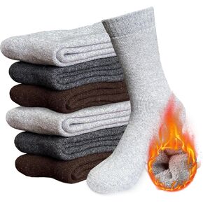 6 Pairs Wool Hiking Socks for Men Womens, Thermal Warm Socks for Men, Crew Winter Cozy Boot Socks
