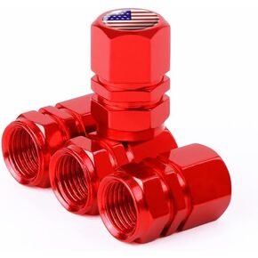 American Flag Valve Stem Caps, Aluminum USA Tire Valve Caps, Universal Dust Proof Stem Covers for Cars, Trucks, Bikes, Motorcycles, Bicycles, Corrosion Resistant, 4 Pack