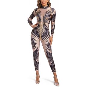Sparkly Rhinestone Jumpsuit for Women Party Night Club Stretch Pole Dance Drag Queen Costume Festival Stage Wear
