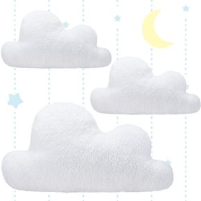 Unittype 3 Pcs Clouds Shaped Throw Decorative Pillows Cute Soft Cloud Pillows White Waist Rest Cushion Lovely Floor Cushion Reading Pillows 2 Size Girls Kids Cloud Pillow