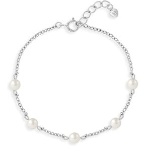 925 Sterling Silver Delicate Freshwater Cultured Pearl Strand Adjustable Bracelet For Little Girls - Classic and Elegant Children's Jewelry For Formal Occasions - Gifts For Religious Events