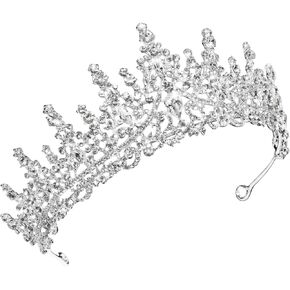 WOVOWOVO Silver Tiara and Crown for Women Bride Wedding Princess Queen Crowns Crystal Hair Accessories Pageant Party Prom Birthday Gifts