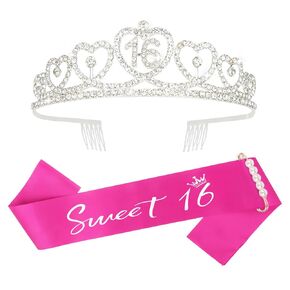 CURASA 18th Birthday Sash 18th Birthday Sash and Crown for Women Birthday Crown Adult Women It’s My 18th Birthday Sash Silver Birthday Crown Pink Birthday Sash 18th Birthday Decoration Party Favor