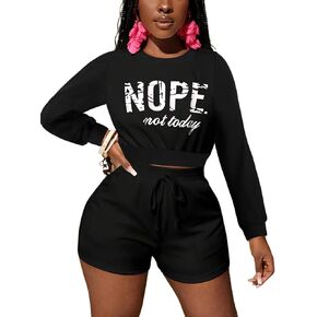 LovelyWholesale Womens Graphic Cropped Sweatshirt and Shorts Set Sweatsuits 2 Piece Outfits