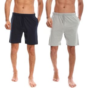 Men’s (2-Pack) Mens Cotton Blend Lounge Short | Sleepwear Shorts with Pockets | Ultra Soft, Breathable (Made in Egypt)