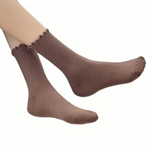 Ruffle Socks, Boot Socks, Cotton Socks for Women - Turn - Cuff Frilly Sock - Lightweight Cotton Socks