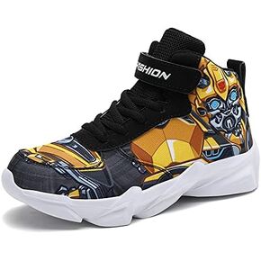Toddler Little Kid Cartoon Sport Shoes Big Boys High Top Sneakers for Running Basketball Tennis Hiking Yellow, 13.5 Little Kid
