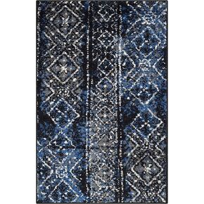 SAFAVIEH Adirondack Collection 4' Square Black / Silver ADR111C Moroccan Boho Distressed Non-Shedding Living Room Bedroom Accent Rug