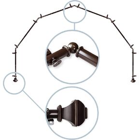 Rod Desyne 13/16" Moyat 6-Sided Bay Window Curtain Rod, Cocoa