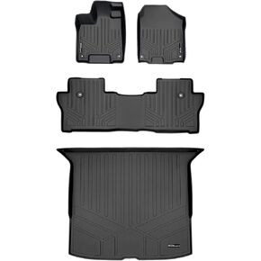 MAXLINER Custom Fit Floor Mats 2 Rows and Cargo Liner Behind 2nd Row Set Black Compatible with 2019-2022 Honda Passport