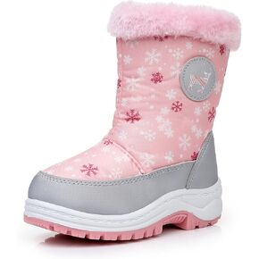 Felabo Girls Snow Boots Water Resistant Slip Resistant Warm Faux Fur Lined Winter Boots (Toddler/Little Kid)