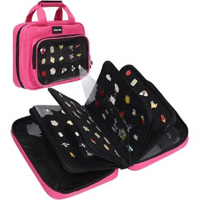 Enamel pin display bag, 8-page pin trading book, collectible pin board, suitable for storing pins, brooches, patches (pink)