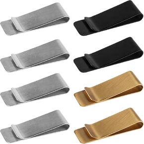 8 Pcs Money Clip for Men Money Clips for Cash and Credit Card Clips Holder, Stainless Steel Men's Money Clips, Slim Metal Wallet Clips, Front Pocket Wallet Clips for Business Card Holder Pocket