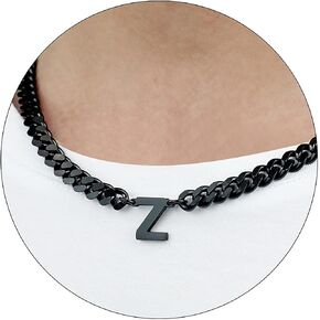 Initial A-Z Cuban Link Chain Necklace for Men Women Stainless Steel Letter Pendant Chain 6.5mm Width 18+2 Inches Jewelry Gift