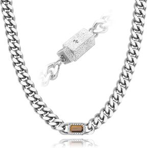 Silver Cuban Chain Necklace for Men, Stainless Steel Mens Cuban Link Chain Silver Necklace 20.5" Simple Hip Hop Jewelry Gifts Gem Necklace Chains for Women and Men