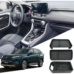 3PCS Center Console Organizer for Toyota RAV4 2025 2024 2023 2022-2019 ABS Dashboard Storage Organizer, Console Divider Storage Tray, Armrest Storage Box for RAV 4 Interior Accessories