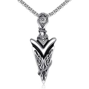 Eye of Horus/Fish Hook/Mask/Scorpion/Trident/Arrow/Star of David/Anchor/Boxing Necklace for Men Sterling Silver Gold Plated Celtic Knot Pendant Punk Gothic Religious Jewelry Gifts for Men