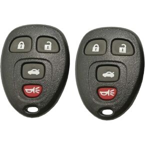 Keyless Entry Remote Car Key Fob Shell Case for GM Chevrolet Chevy Cadillac Buick 4 Buttons Replacement with Button Pad (Black- 2 Pack)