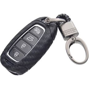 Zorratin Carbon Silicone Key Fob Cover + Keychain for Hyundai Kona Azera Grandeur IG Elantra GT Santa Fe Veloster Venue 2018 2019 2020 2021 2022