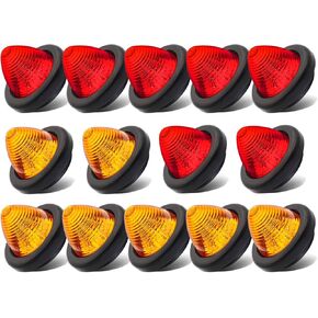 7 Amber + 7 Red LED 2 Inch Round Beehive Marker Lights Top Roof with Grommet for Truck Trailer Lorry Tow OL12 [Pack of 14]