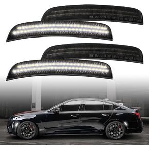 Side Marker Lights Compatible With Chrysler300 for Chrysler 300s for Chrysler 300c 2015 2016 2017 2018 2019 2020 2021 2022 2023 2024 Front Rear Bumper Side Marker Lamps Smoked Lens, 4 Pack (White Led)