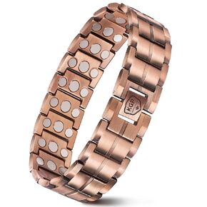 KGP® Magnetic Copper Bracelet with 3800 Gauss Strength Magnets for Men,Adjustable 99.99% Solid Pure Copper Bracelet for Men,Mens Magnetic Therapy Bracelet Copper Jewelry with Gift Box