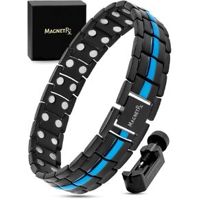 MagnetRX® Magnetic Bracelets for Men — EllipseMAX 5X Strength 5,000 Gauss Magnets — Designed in USA & Patent Pending — Premium Titanium Mens Magnetic Bracelet & Adjustable Length (Black)