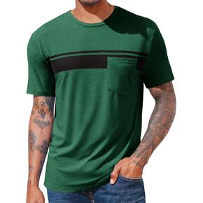 Runcati Men's Casual T-Shirt Short Sleeve Regular Fit Crewneck Tee Summer Graphic Tops with Pocket