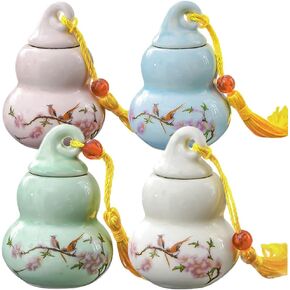 Mini Urns for Ashes Set of 4, Small Bird Keepsake Cremation Urns for Human or Pet Ashes, Sharing Adult Dog Cat Ashes Holder, Miniature Pets Memorial Porcelain Funeral Urn for Your Loved One
