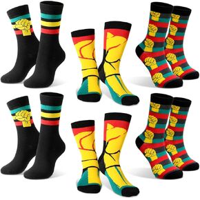 6 Pairss Black History Month Socks for Men Women Juneteenth Novelty Dress Socks for African Men Black Power Socks Pan African Flag Socks African Flag Crew Socks Gift