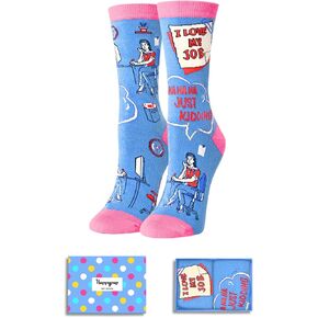HAPPYPOP Funny Gifts Ideas Socks for Women - Funny Sayings Socks Office Inappropriate Retirement Socks Women, Sassy Retired Work Gifts