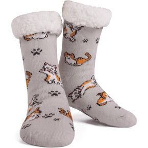 KFUBUO Mens Slipper Socks with Non Skid Bottoms Fleece-Lined Warm Fuzzy Socks