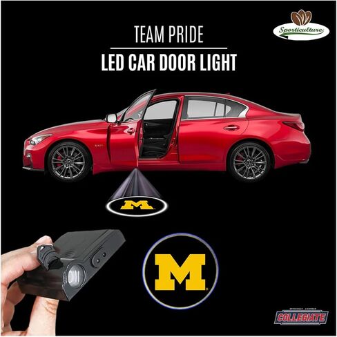 NCAA Uni. Michigan Laser Projector Light for Car Door - LED Light Projector for Projecting NCAA Team Logo Wolverines on Ground - 1 Light, 23.6x1.96inch, Sport, MICH1 in Saudi Arabia