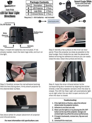 NCAA Uni. Michigan Laser Projector Light for Car Door - LED Light Projector for Projecting NCAA Team Logo Wolverines on Ground - 1 Light, 23.6x1.96inch, Sport, MICH1 in Saudi Arabia