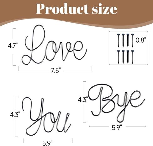 Love You Bye Wall Decor Metal Wire Letters Wall Decor Metal Wire Art Decor Inspirational Wall Decoration for Home Room Office Wall Express Love and Warm for Your Family Lovers Wall Art Gift Hallway Entryway Door Valentine Decorations for Home (Love You By in Saudi Arabia
