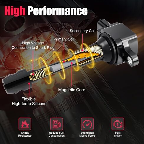 1pcs Ignition Coil Pack Compatible with Nissan Altima Sentra X-Trail 2.5 L4 2002 2003 2004 2005 2006 Coil Pack Replaces# C1398 UF350 4505 in Kuwait