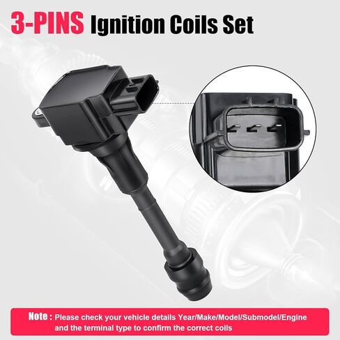 1pcs Ignition Coil Pack Compatible with Nissan Altima Sentra X-Trail 2.5 L4 2002 2003 2004 2005 2006 Coil Pack Replaces# C1398 UF350 4505 in Kuwait