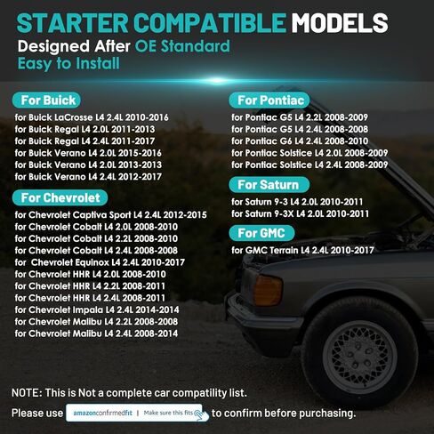 محرك بدء التشغيل 6947 مناسب لسيارة Chevy Malibu 08-14، Equinox 10-17، Impala 14، Cobalt 08-10، HHR 08-11، لـ GMC Terrain 10-17، لـ Buick Lacrosse 10-16 2.0L 2.2L 2.4L 1.4KW 9-الأسنان المبتدئين#89060407 in Saudi Arabia