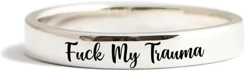 LIU JUN Fuck My Trauma Ring,Stainless Steel Fuck My Trauma Ring,Fuck Trauma Stackable Rings Ring,Inspirational Trauma Healing Ring Friendship Gift Jewelry for Women in Kuwait