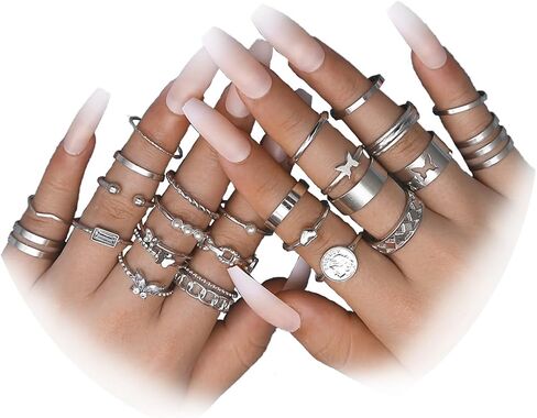 Gold Knuckle Rings Set for Women,Vintage Stackable Finger Rings Pack, Dainty Boho Adjustable Signet Rings Sparkle Crystal Joint Finger Midi Rings Trendy Jewelry in Saudi Arabia