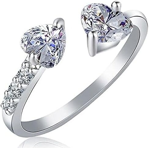 Cubic Zirconia Rhodium Plated Brass Rings for Women, Set of 4, Silver in Saudi Arabia