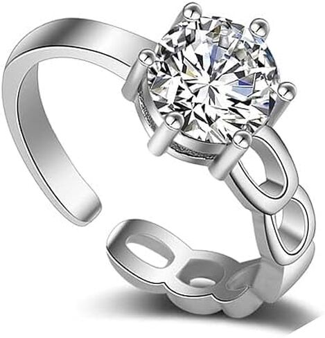 Cubic Zirconia Rhodium Plated Brass Rings for Women, Set of 4, Silver in Saudi Arabia